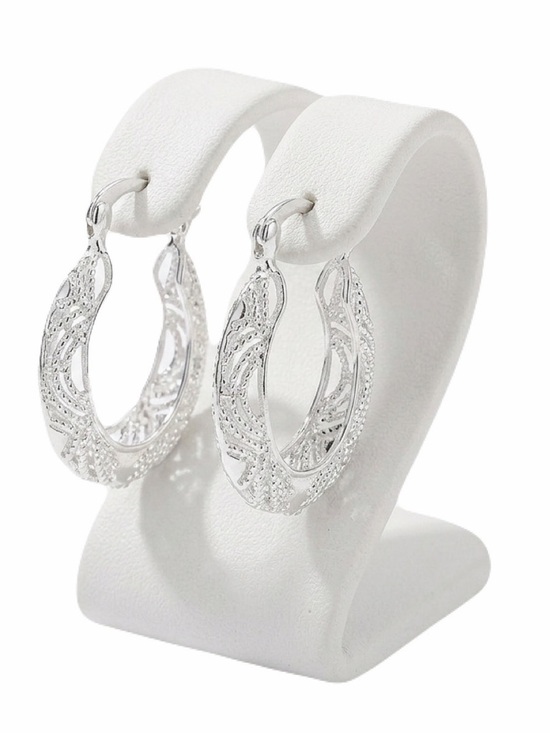 Boheme Jewelry - New Sterling Silver Boho Latch Back Diamond Cut Fancy Filigree Hoop Earrings